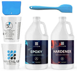 Epoxy Resin Kit – Resin Kit with Silicone Spatula, Mixing Cup and Spreader – Clear Epoxy Resin Set for DIY Crafts and Artworks – Art Résine époxy with Glossy Finish – For Tabletops and Coatings - 1 Gallon Kit