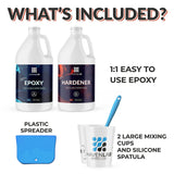 Epoxy Resin Kit – Resin Kit with Silicone Spatula, Mixing Cup and Spreader – Clear Epoxy Resin Set for DIY Crafts and Artworks – Art Résine époxy with Glossy Finish – For Tabletops and Coatings - 1 Gallon Kit